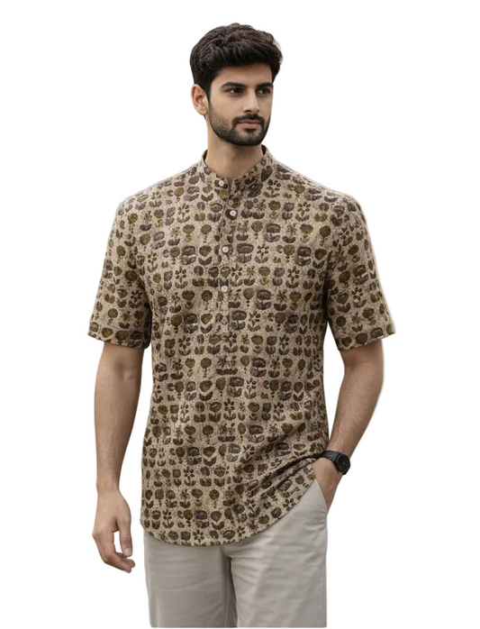 Men’s 100% Cotton Hand Block Printed Kurta – Natural Dyed Ethnic Wear