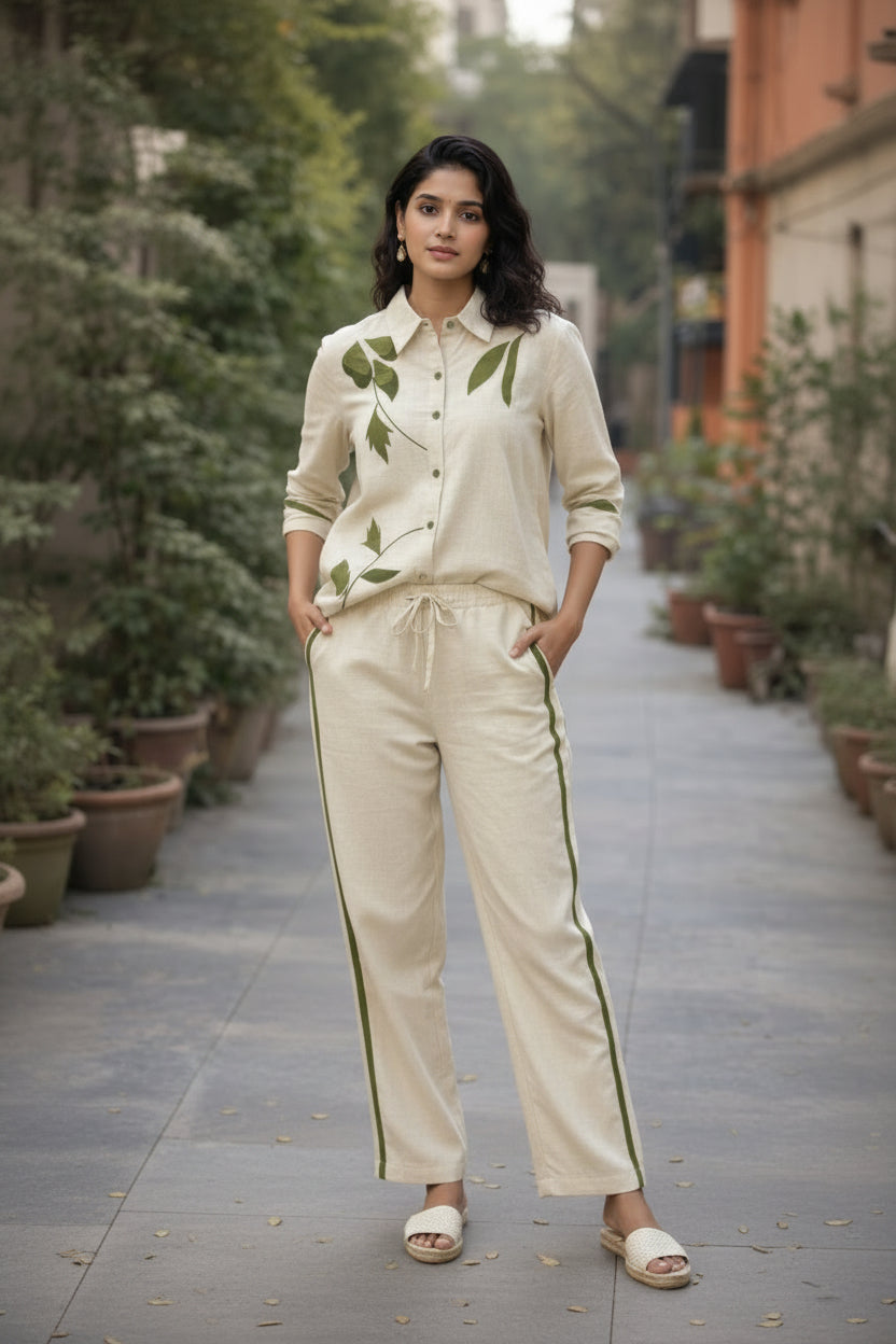 Co-ord Set with Leaf Embroidery