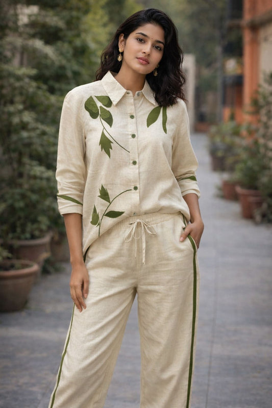 Co-ord Set with Leaf Embroidery