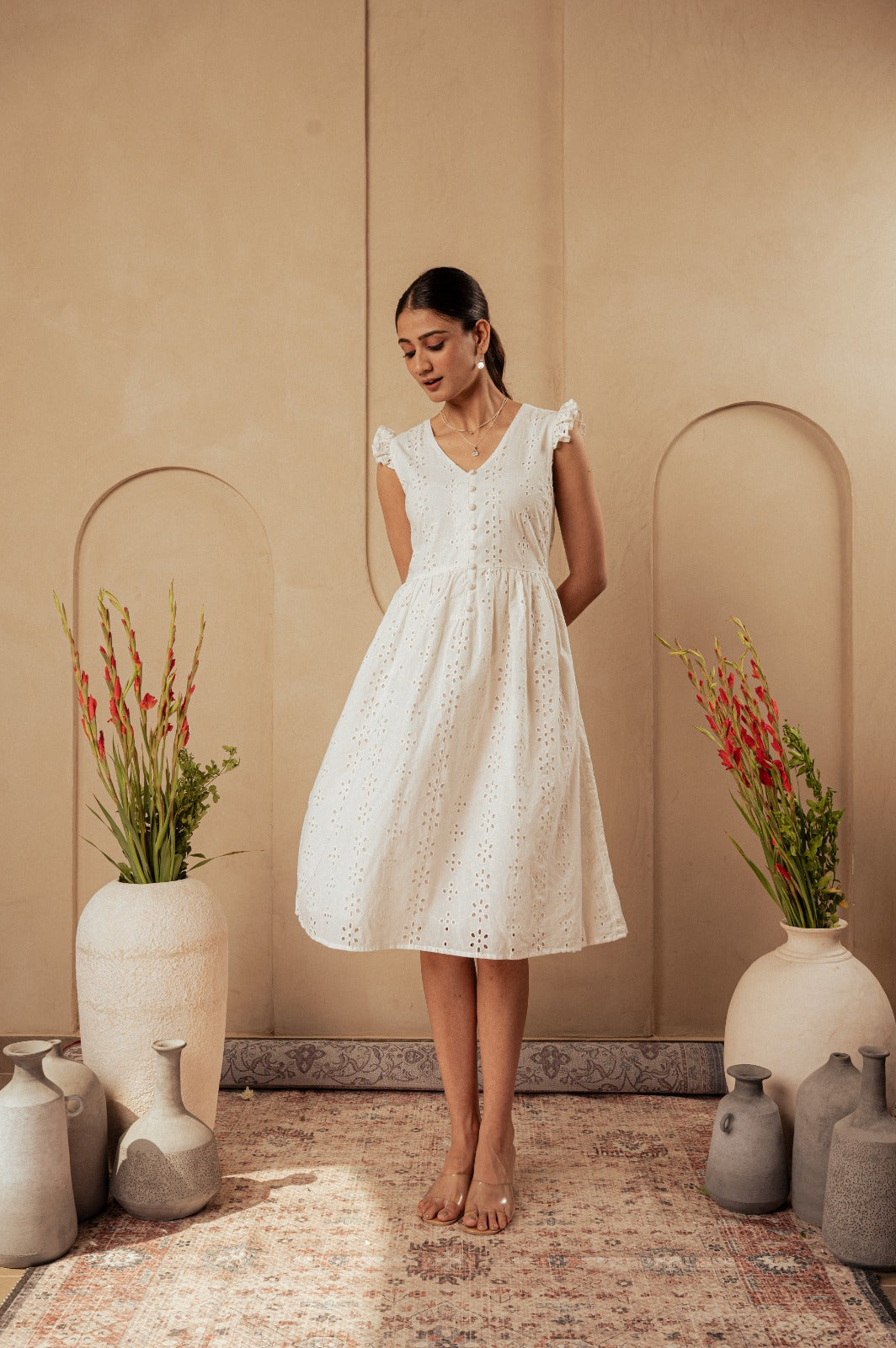 womens white cotton eyelet dress White Eyelet Mini Dress - Sweetheart Neck Dress - Cotton Dress