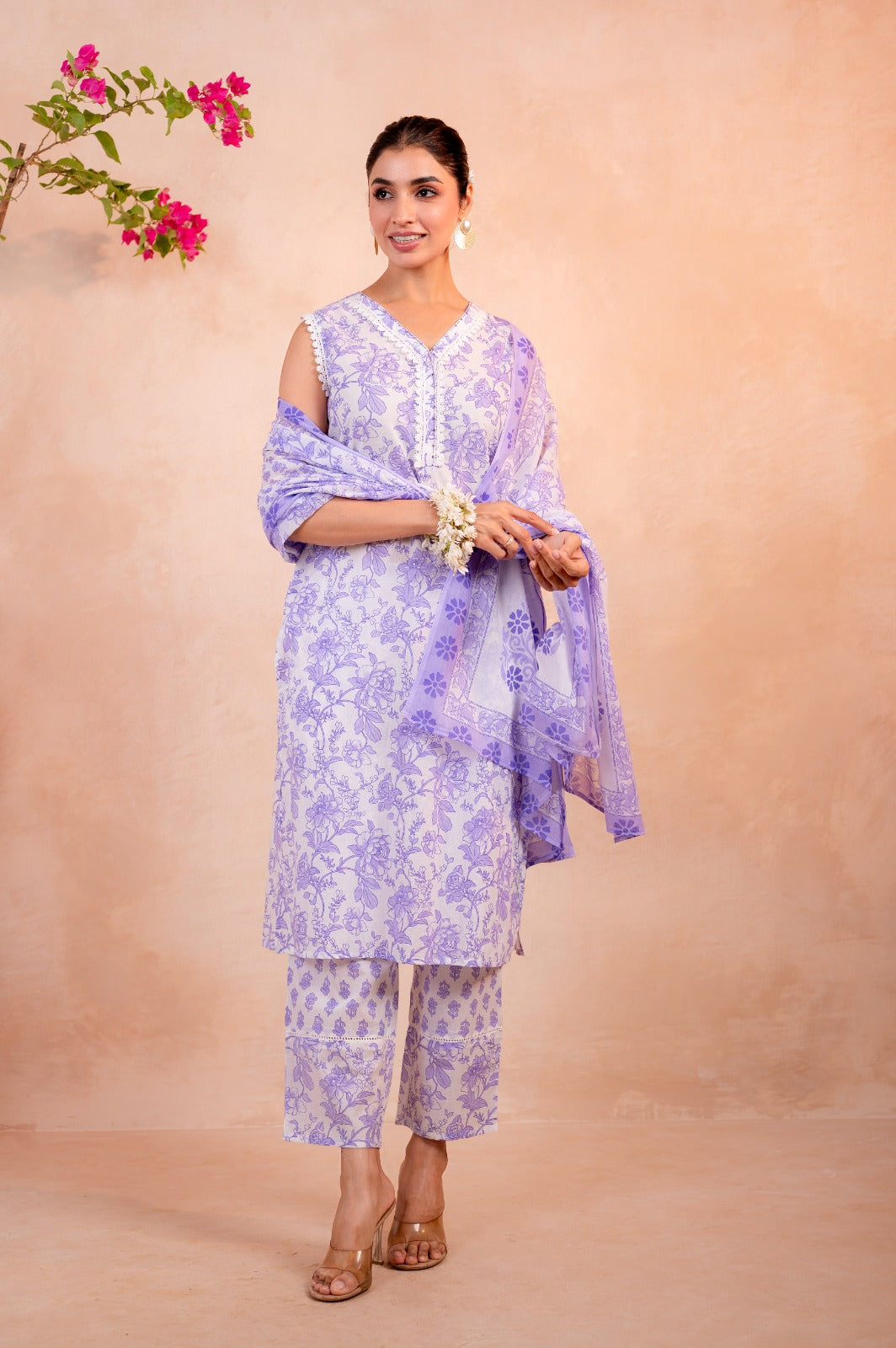 Women’s Floral Printed Cotton Kurti Set with Dupatta – Elegant Kurta Pant Ethnic Suit for Festive & Casual Wear