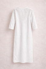 Women’s Cotton Chikankari Kurti – White Embroidered Straight Kurta with 3/4 Sleeves Ethnic Wear