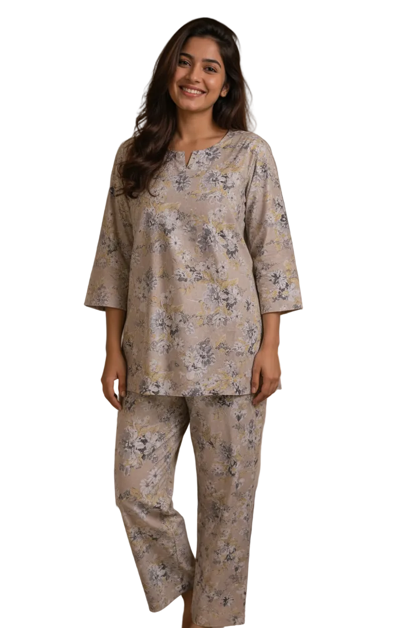 Women Floral Printed Cotton Night Suit for Women | Soft Cotton Sleepwear Lounge Set