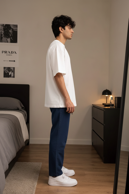 Men’s Pure Cotton Blue Lounge Pants | Comfortable Relaxed Fit Casual Pajama Trousers for Men | Breathable Daily Wear Bottoms