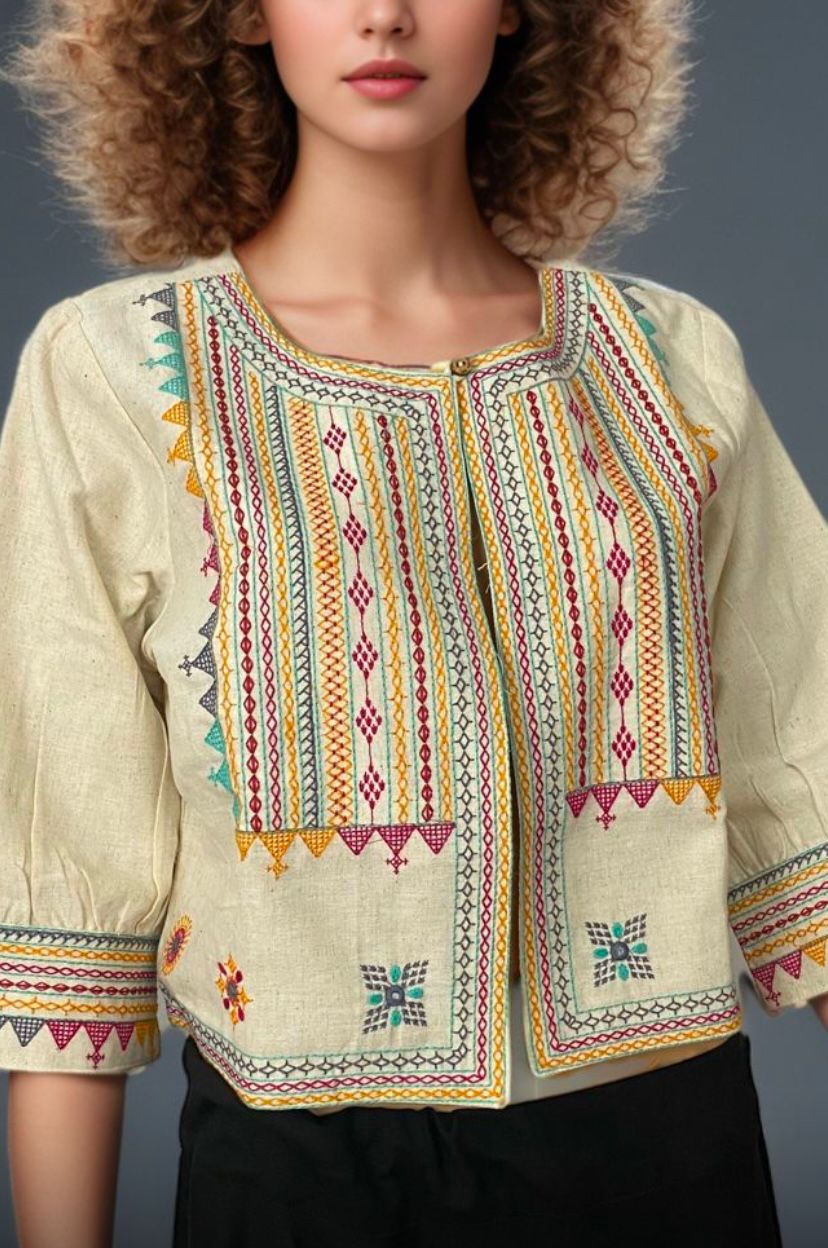 Crop Jacket with Intricate Embroidery