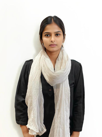 White Cotton Mulmul Dupatta – Lightweight & Timeless