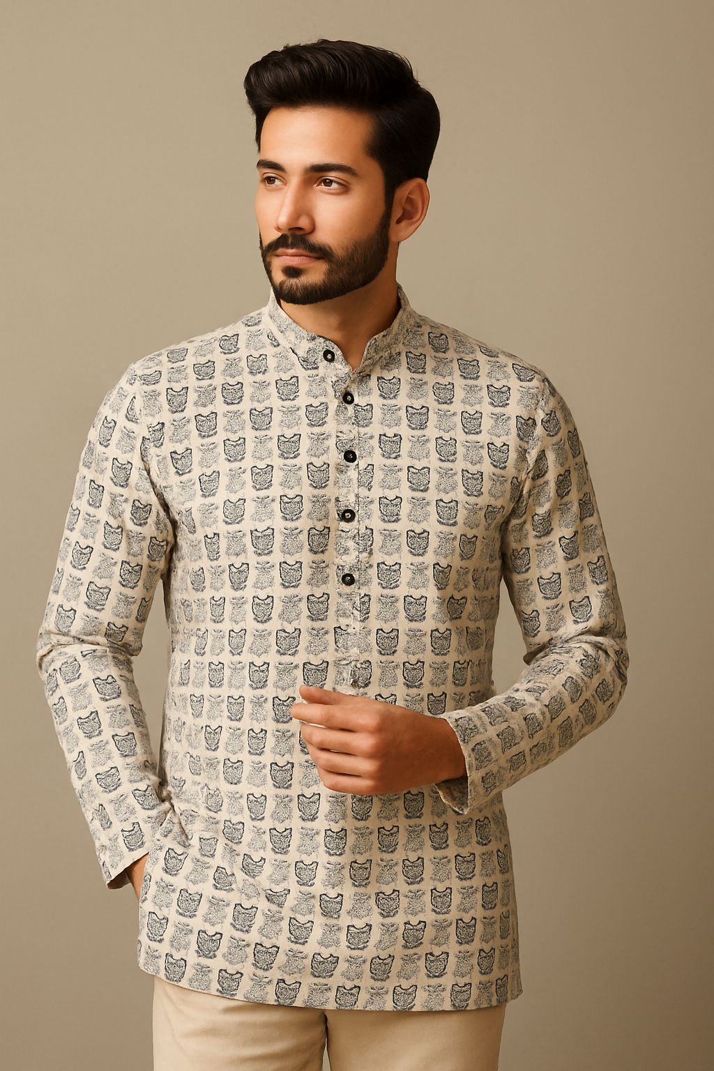 Men’s Printed Cotton Kurta – Elegant Comfort by Natural Fab