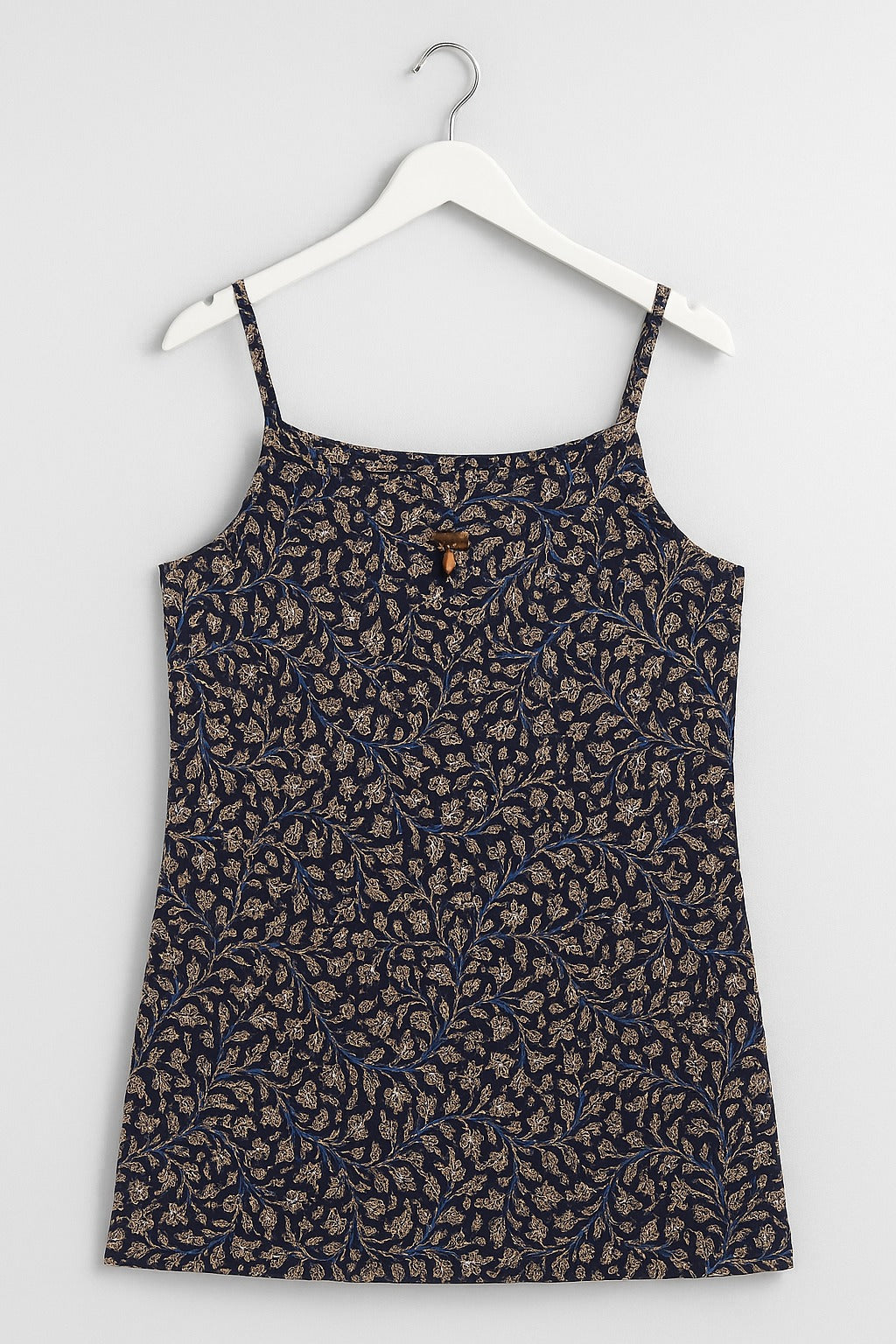 Elegant Navy Blue Cotton Sleeveless Kurti – Hand Block Printed Short Tunic for Women