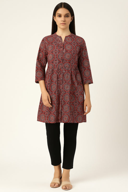 Red Cotton Kurti for Women | Natural Fab Ethnic Short Kurta