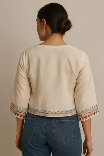 Crop Jacket with Intricate Embroidery