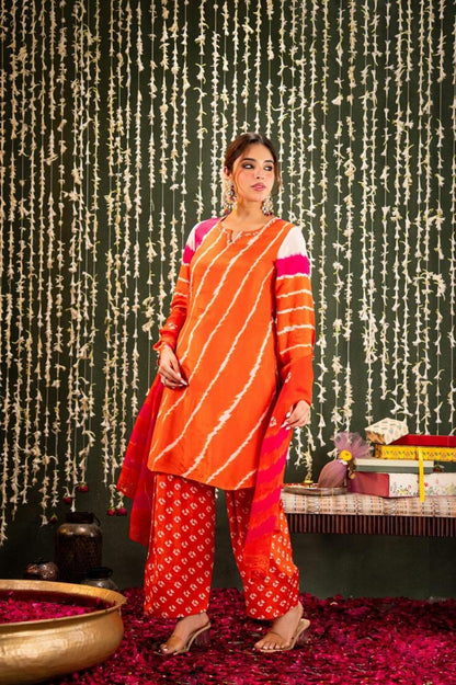 Women’s Maslin Silk Kurti Set with Dupatta | Elegant Festive & Party Wear Ethnic Outfit