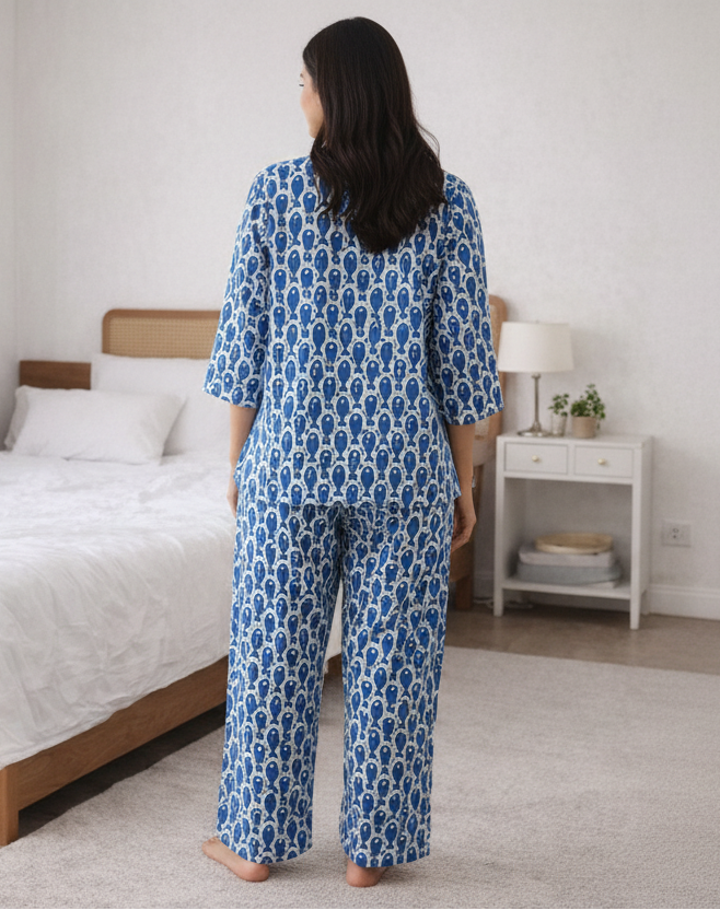 Women’s Cotton Printed Night Suit – Soft Breathable Sleepwear & Lounge Set | Natural Fab