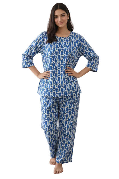 Women’s Cotton Printed Night Suit – Soft Breathable Sleepwear & Lounge Set | Natural Fab