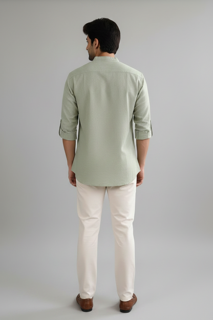 MEN PISTA GREEN SHORT KURTA
