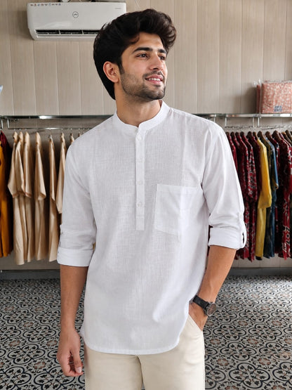MEN PISTA GREEN SHORT KURTA