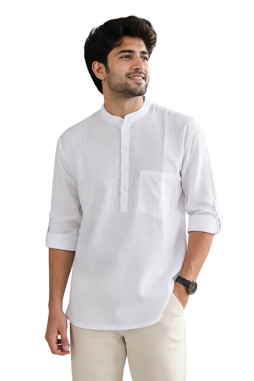 MEN PISTA GREEN SHORT KURTA