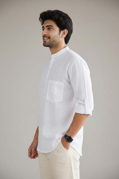 MEN PISTA GREEN SHORT KURTA