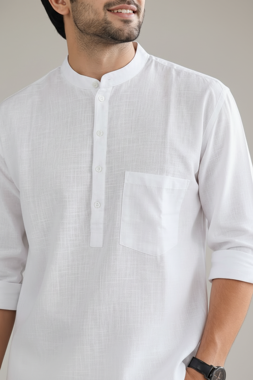 MEN PISTA GREEN SHORT KURTA