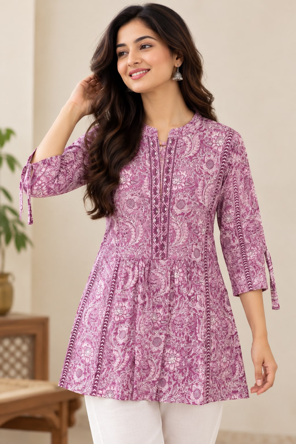 Women’s Purple Handloom Short Kurti