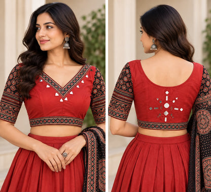 Women's Pure Cotton Lehenga Set | Traditional Festive Ethnic Outfit