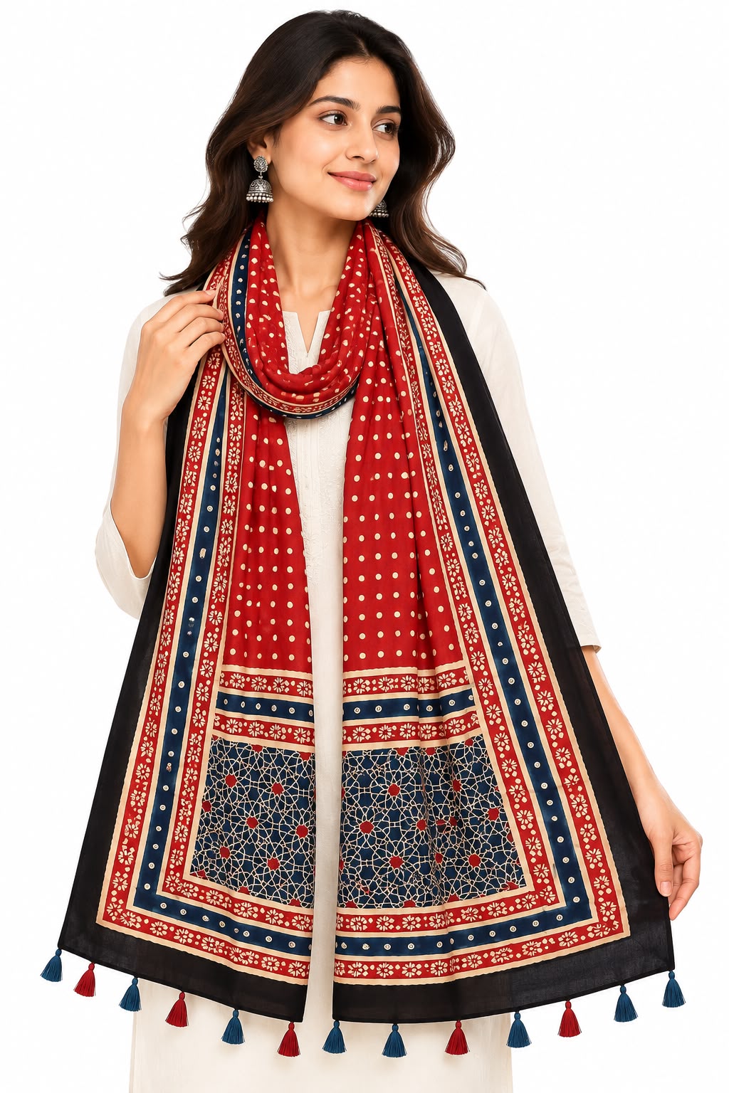 Naturalfab modal silk Ajrakh-inspired stole design 10