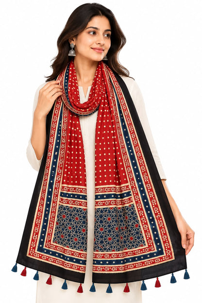 Naturalfab modal silk Ajrakh-inspired stole design 10