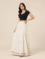Women’s Cream Embroidered Gota Patti Work Long Flared Skirt