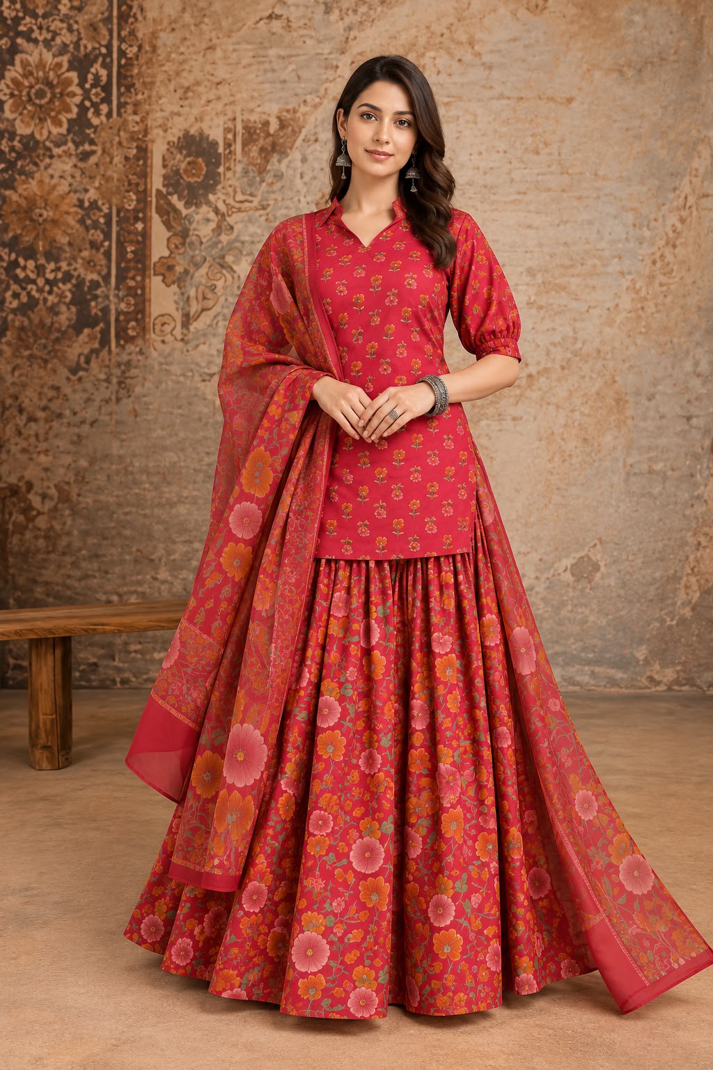 Natural Fab women’s maroon lehenga set