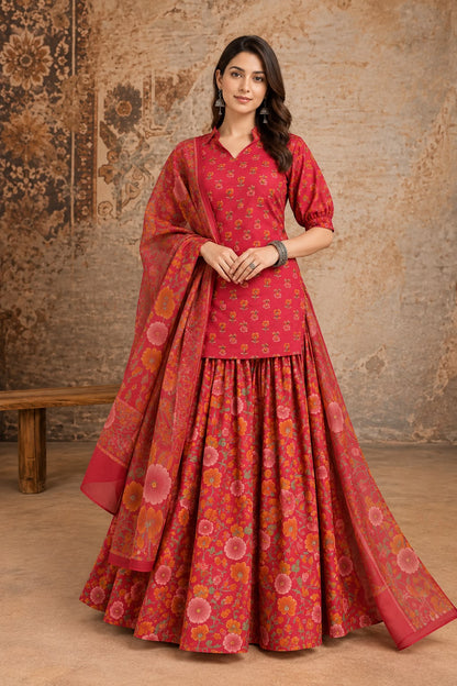 Natural Fab women’s maroon lehenga set