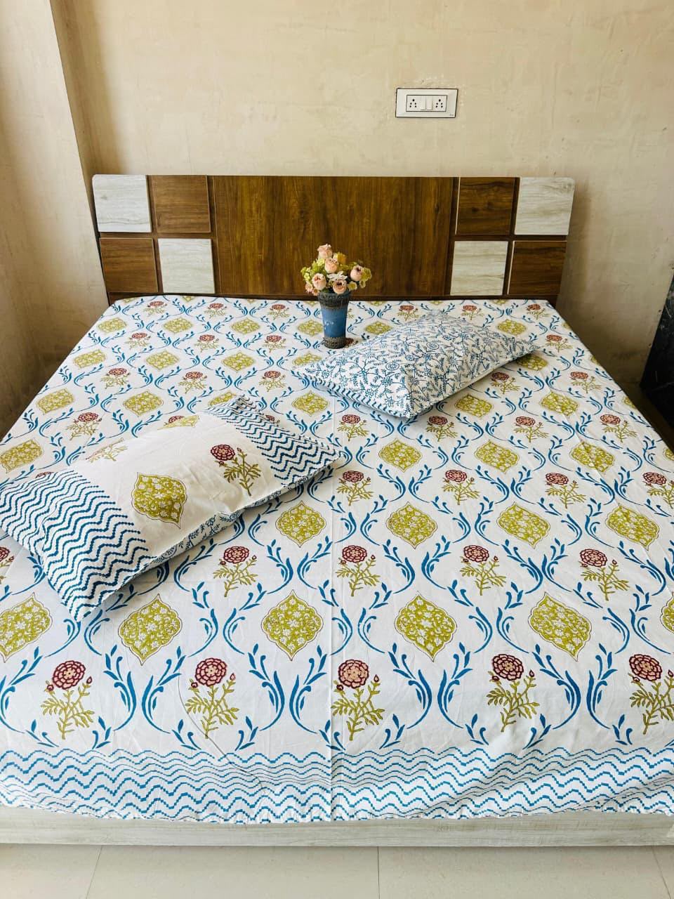 Natural Fab Hand Block Printed Bedsheet 108 x 108 – Design L