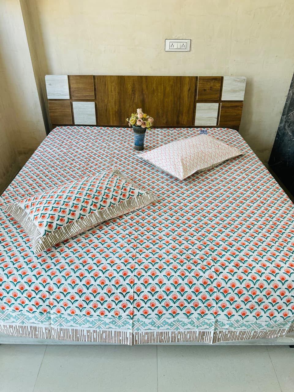 Natural Fab Hand Block Printed Bedsheet 108 x 108 – Design M