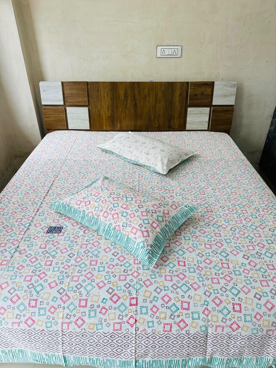 Natural Fab Hand Block Printed Bedsheet 100 x 108 – Design H