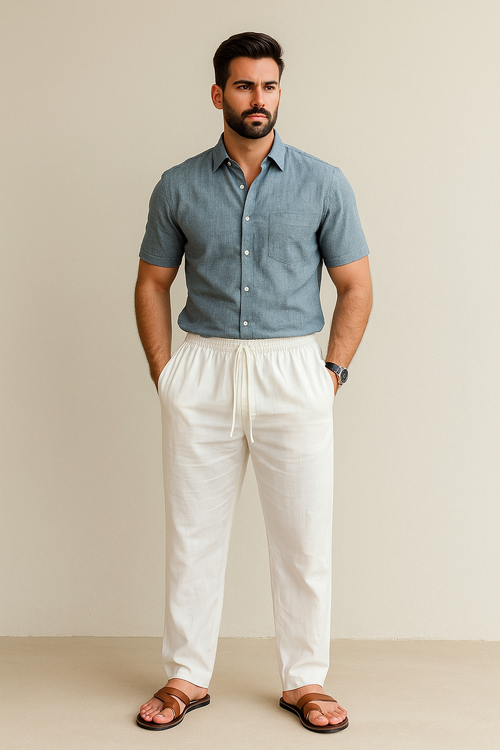 Men's White Khadi Pant