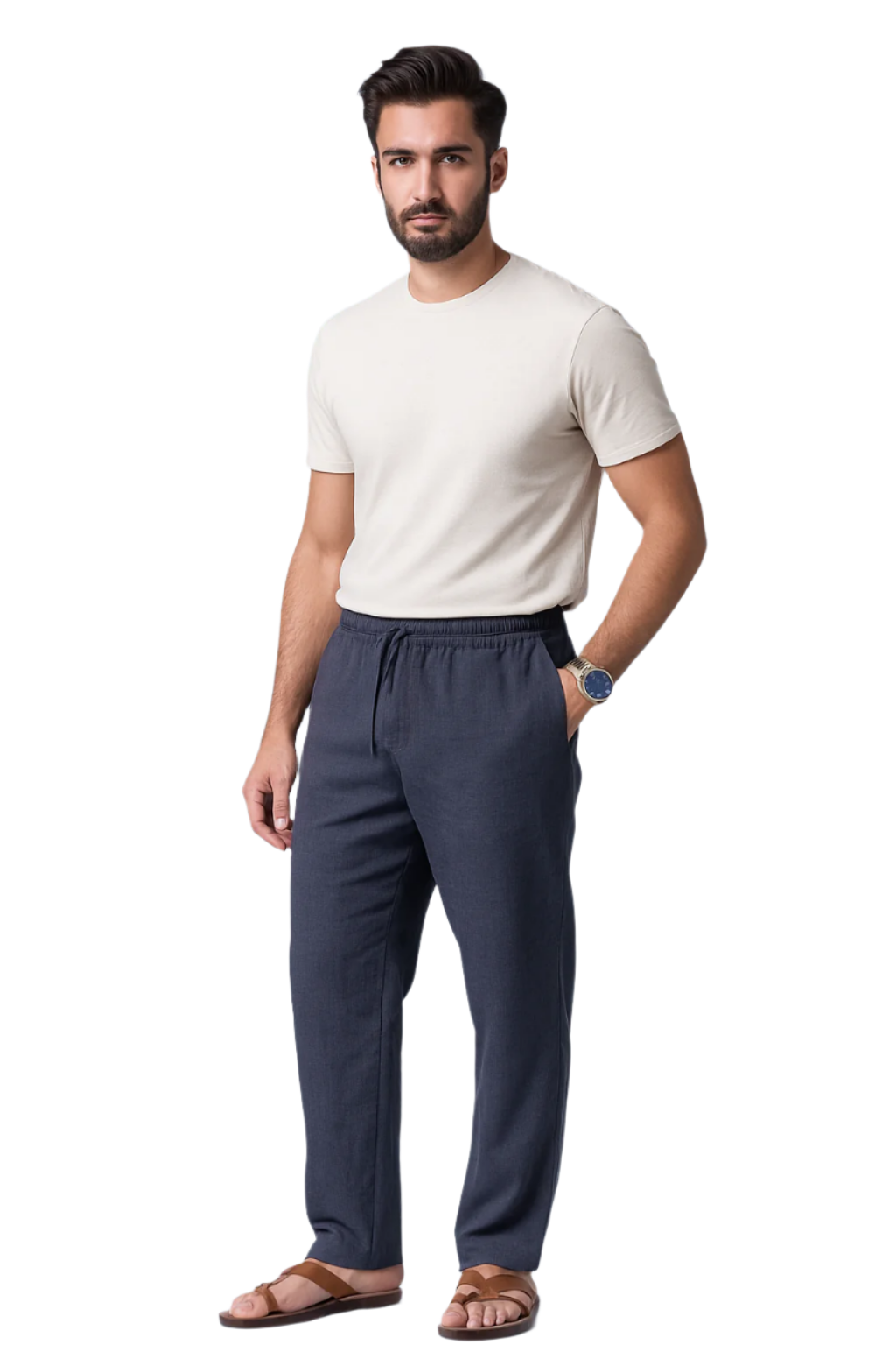 men's khadi pant grey