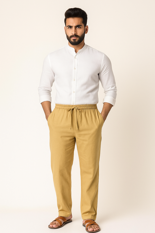 Men's Yellow Khadi Pants